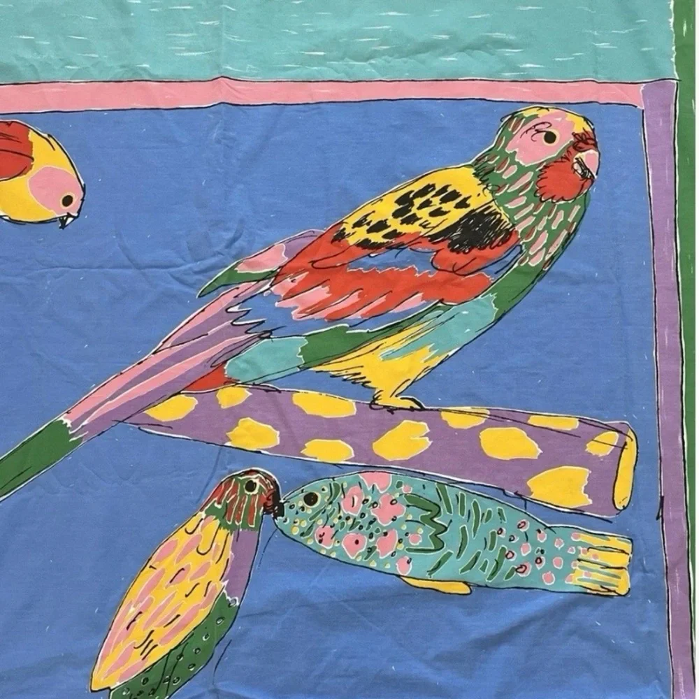 Vintage Ken Done Doona Parrots and Fish Duvet Cover and Sham Twin 86 x 68